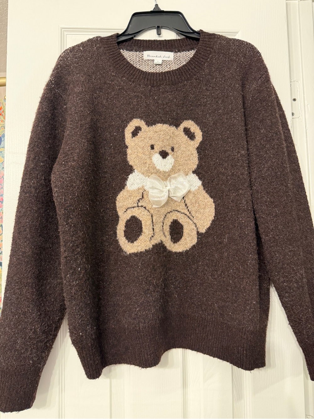 Undeniable Soft Teddy Bear Crewneck Sweater - Brown